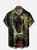 Moisture-wicking Dinosaur Art Fun Chest Pocket Hawaiian Shirt