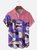 Moisture Wicking Geometric Color Block Chest Pocket Hawaiian Shirt