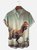 Moisture Wicking Funny Dinosaur Chicken Chest Pocket Hawaiian Shirt