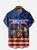 Tall Size Moisture-wicking Independence Day Rooster American Flag Chest Pocket Casual Shirt