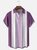 Hardaddy Shirts For Father Geometric Stripe Chest Pocket Short Sleeve Bowling Shirt