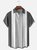 Hardaddy Shirts For Father Geometric Stripe Chest Pocket Short Sleeve Bowling Shirt
