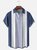 Hardaddy Shirts For Father Geometric Stripe Chest Pocket Short Sleeve Bowling Shirt