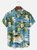 Big Size Moisture-wicking Tropical Hibiscus Flower Chest Pocket Hawaiian Shirt