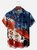 Big Size Moisture-wicking American Flag Oil Painting Ink Art Chest Pocket Casual Shirt