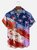 Big Size Moisture-wicking American Flag Oil Painting Ink Art Chest Pocket Casual Shirt