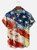 Big Size Moisture-wicking American Flag Oil Painting Ink Art Chest Pocket Casual Shirt