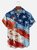 Big Size Moisture-wicking American Flag Oil Painting Ink Art Chest Pocket Casual Shirt