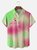 Big Size Moisture-wicking Gradient Flamingo Chest Pocket Hawaiian Shirt