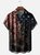 Moisture-wicking American Flag Independence Day Textured Chest Pocket Casual Shirt