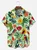 Big Size Moisture-wicking Tropical Palm Tree Parrots Chest Pocket Hawaiian Shirt