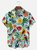 Big Size Moisture-wicking Tropical Palm Tree Parrots Chest Pocket Hawaiian Shirt