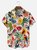 Big Size Moisture-wicking Tropical Palm Tree Parrots Chest Pocket Hawaiian Shirt