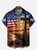 Big Size Moisture-wicking American Flag Cross National Patriotic Chest Pocket Casual Shirt