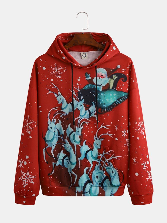 Santa Reindeer Hoodie Sweatshirt