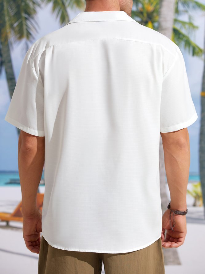 Coconut Tree Chest Pocket Short Sleeve Resort Shirt