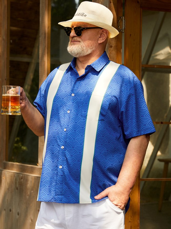 Hardaddy Big Size Chest Pocket Short Sleeve Bowling Shirt
