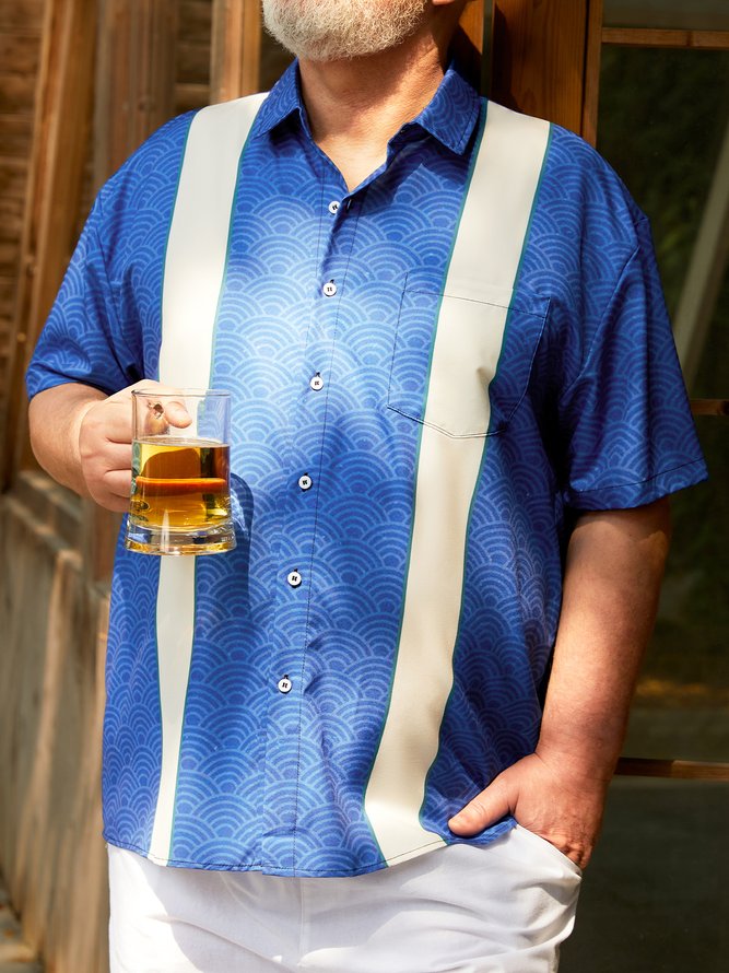 Hardaddy Big Size Chest Pocket Short Sleeve Bowling Shirt