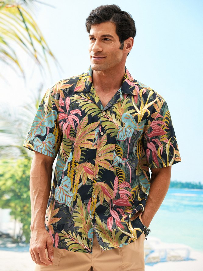 Hardaddy® Cotton Tropical Plants Aloha Shirt