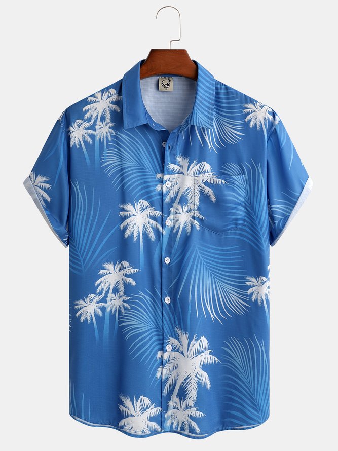 Hardaddy Coconut Tree Chest Pocket Short Sleeve Resort Shirt