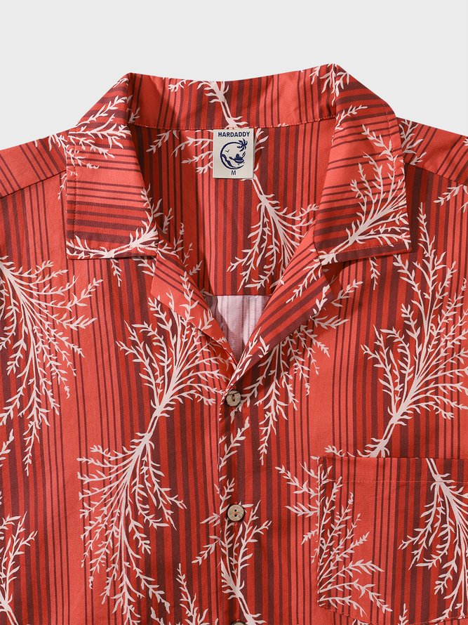 Hardaddy® Cotton Leaves Chest Pocket Aloha Shirt