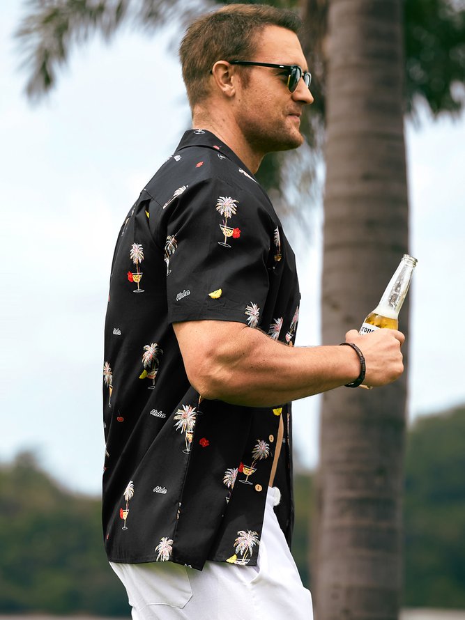 Hardaddy® Cotton Coconut Tree Chest Pocket Resort Shirt