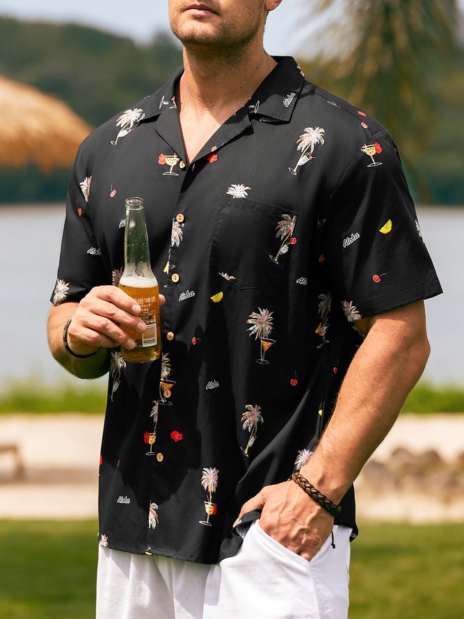 Hardaddy® Cotton Coconut Tree Chest Pocket Resort Shirt