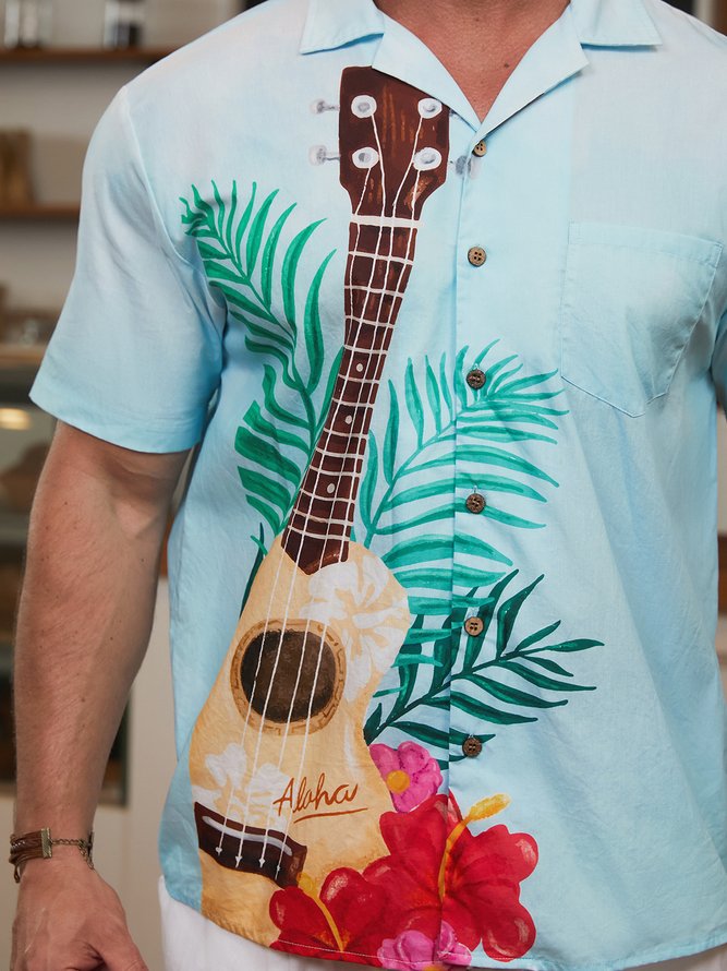 Hardaddy® Cotton Guitar Chest Pocket Aloha Shirt