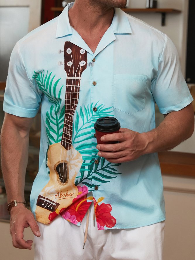 Hardaddy® Cotton Guitar Chest Pocket Aloha Shirt