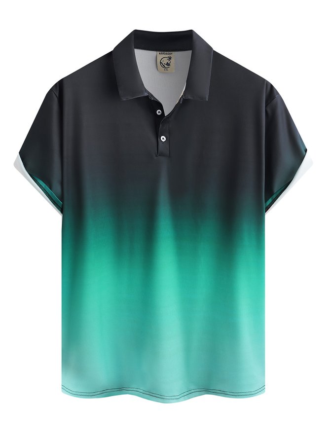 Hardaddy Ombre Button Short Sleeve Polo Shirt