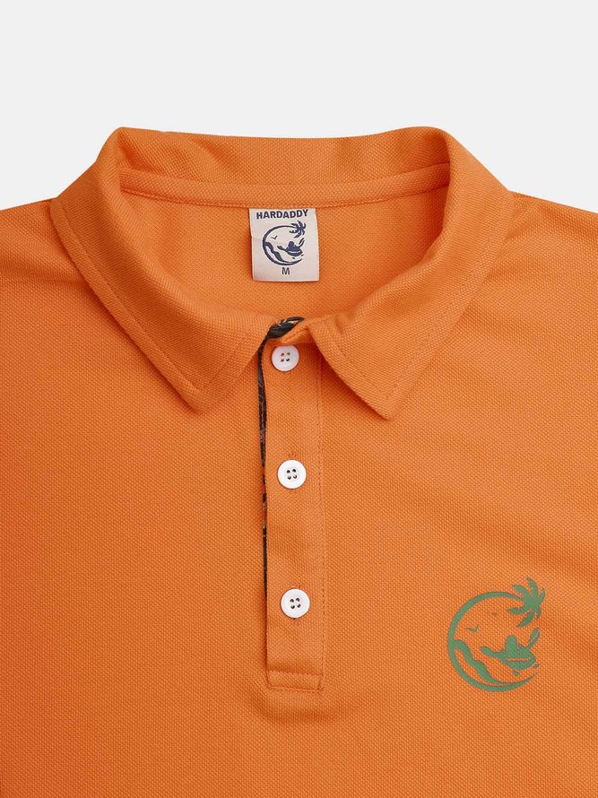 Coconut Tree Turtle Short Sleeve Cotton Blend Polo Shirt