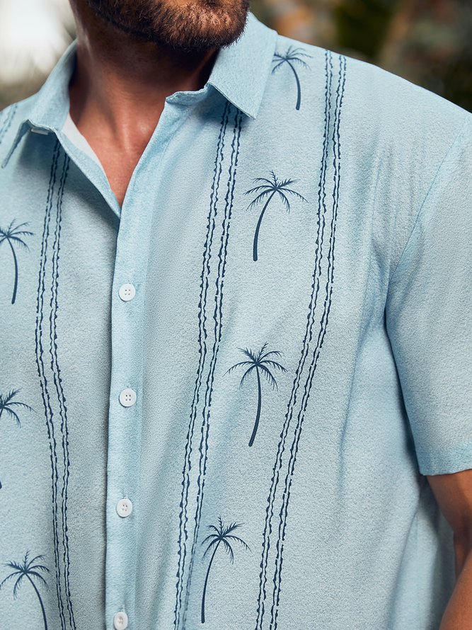 Hardaddy Coconut Tree Print Short Sleeve Bowling Shirt