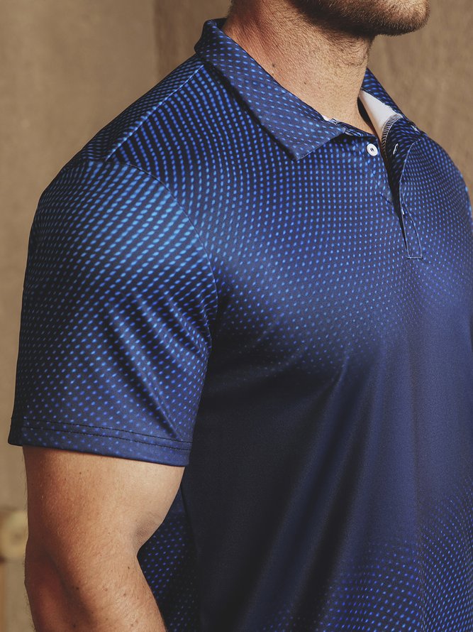 Hardaddy Ombre Polka Dot Button Short Sleeve Polo Shirt