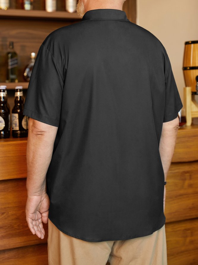 Hardaddy Big Size Crucifix Chest Pocket Short Sleeve Bowling Shirt