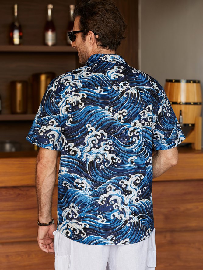 Hardaddy® Cotton Ukiyoe Wave Hawaiian Shirt