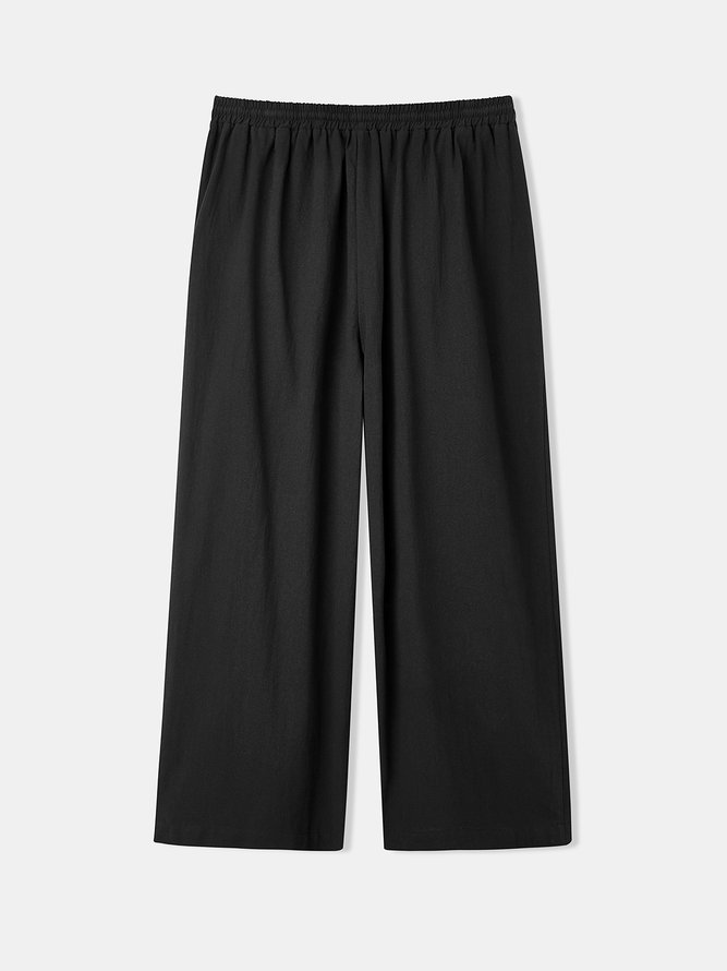 Hardaddy Cotton Plain Casual Cropped Pants