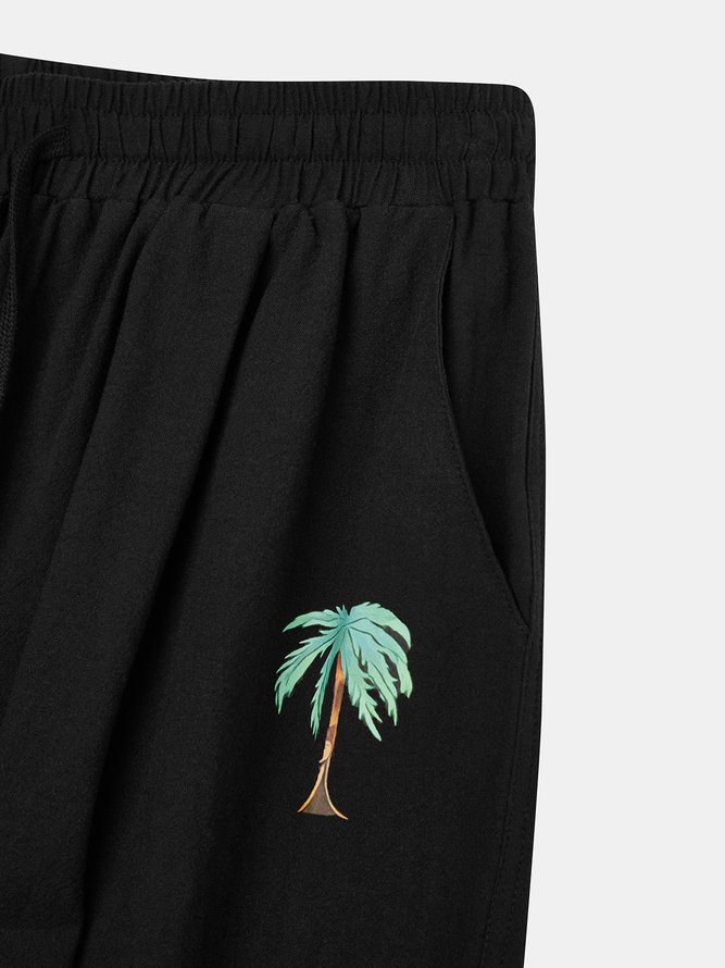 Hardaddy Cotton Palm Tree Relaxed Harem Pants