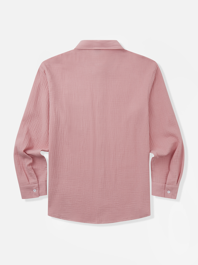 Hardaddy Cotton Plain Chest Pocket Long Sleeve Casual Shirt