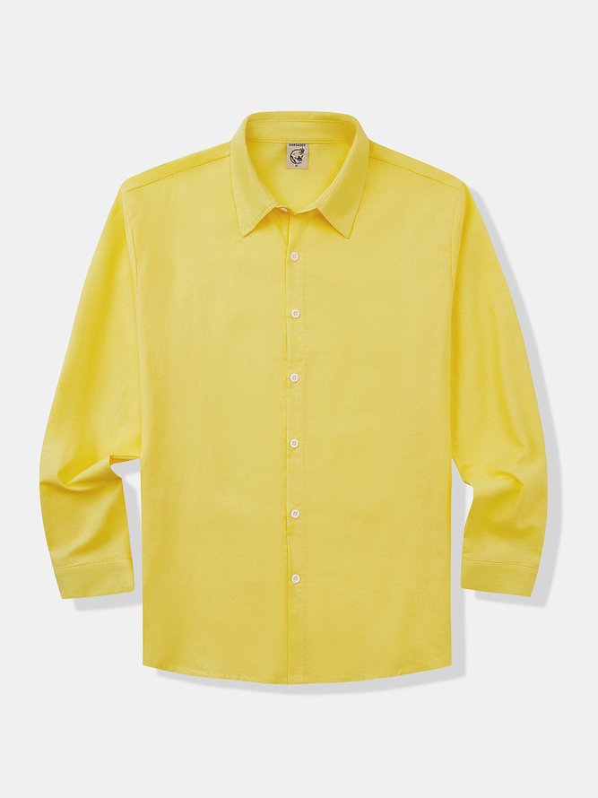 Hardaddy Cotton Plain Long Sleeve Casual Shirt