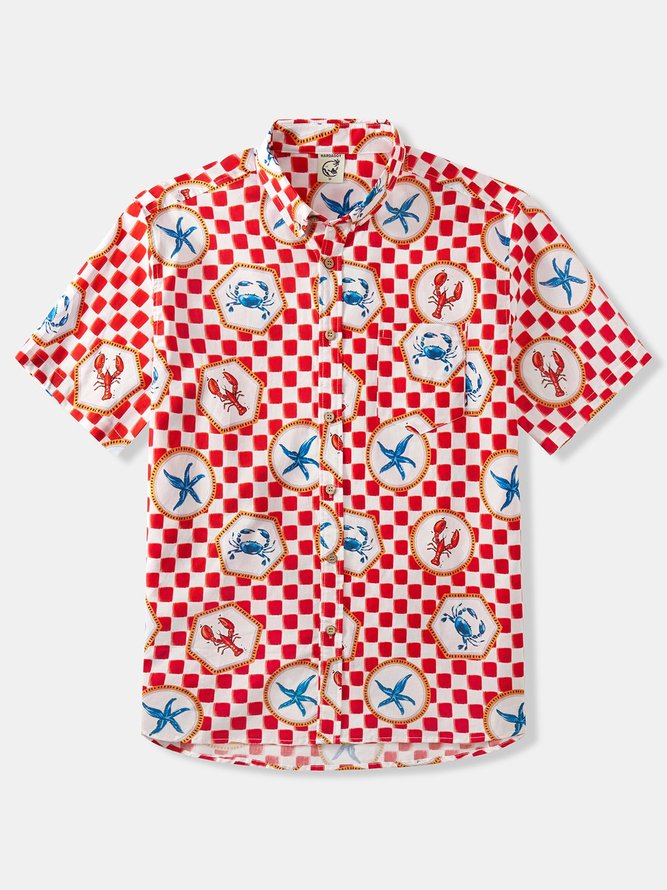 Hardaddy® Cotton Plaid Marine Life Oxford Shirt