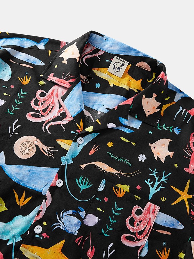 Hardaddy® Cotton Marine Life Aloha Shirt