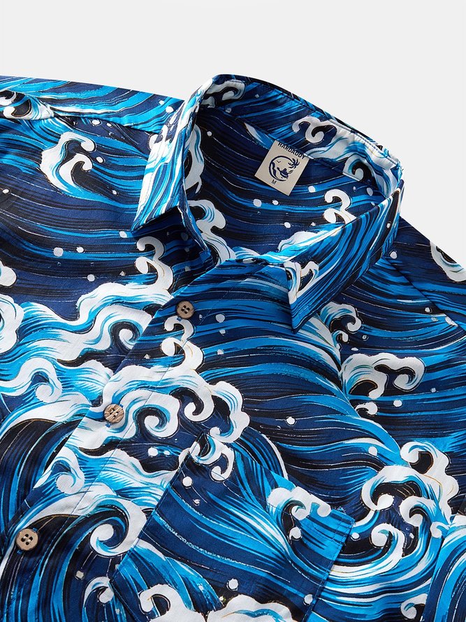 Hardaddy® Cotton Ukiyoe Wave Hawaiian Shirt
