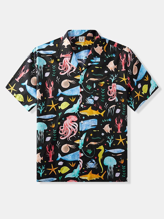 Hardaddy® Cotton Marine Life Aloha Shirt