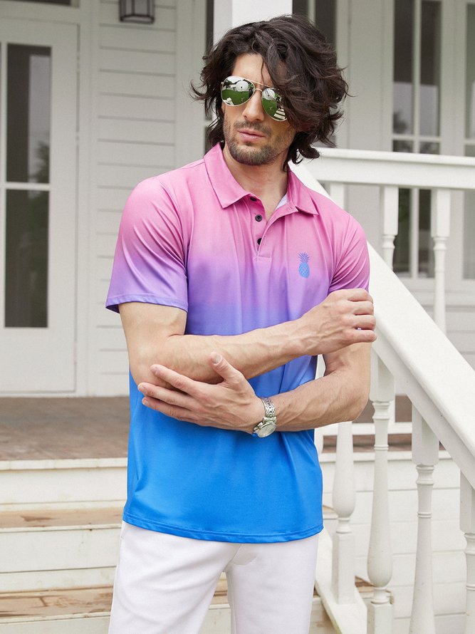 Hardaddy Moisture-wicking Ombre Pineapple Golf Polo Shirt