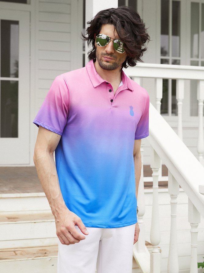 Hardaddy Moisture-wicking Ombre Pineapple Golf Polo Shirt