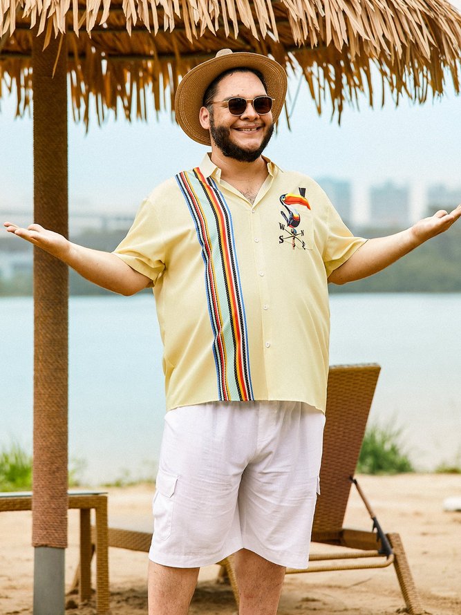 Hardaddy Moisture-Wicking Breathable Toucan Chest Pocket Bowling Shirt