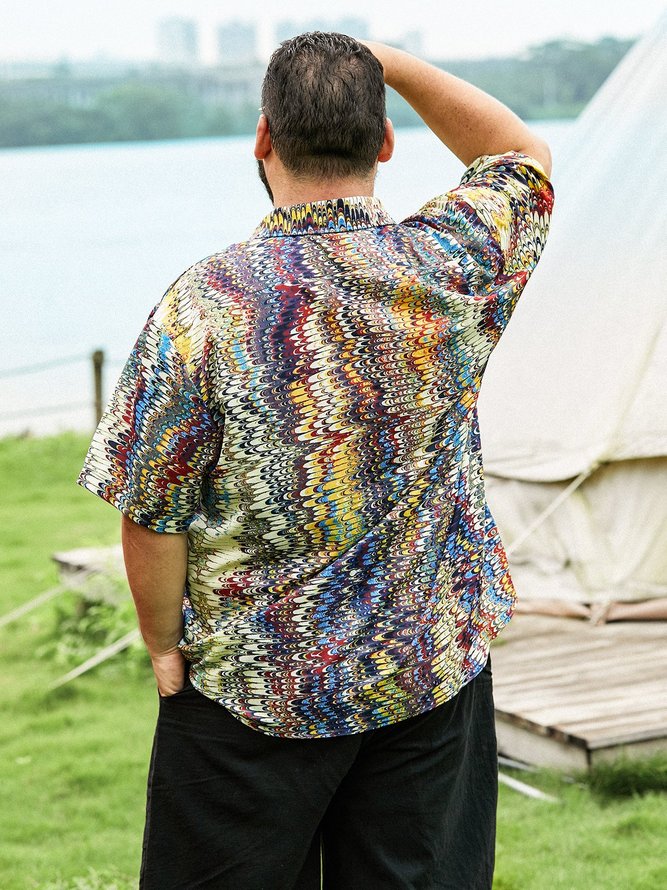 Hardaddy Moisture-wicking Art Ripple Disco Chest Pocket Hawaiian Shirt