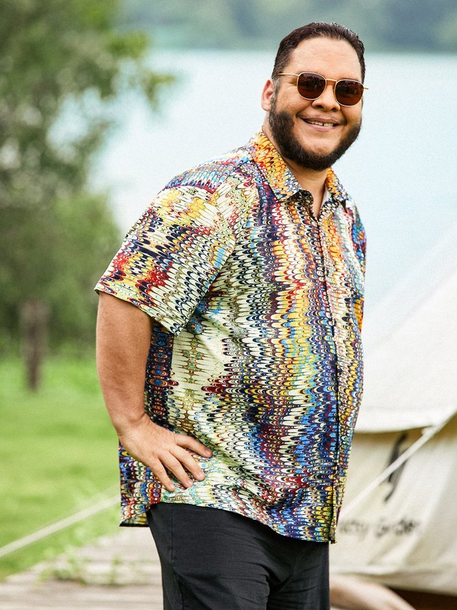 Hardaddy Moisture-wicking Art Ripple Disco Chest Pocket Hawaiian Shirt