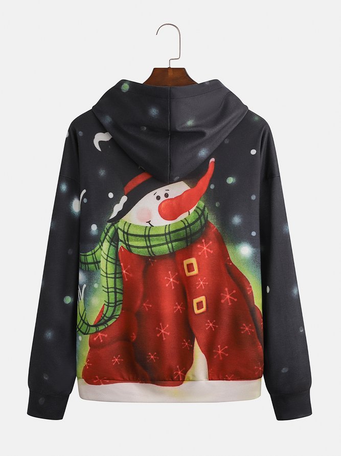 Men's Christmas Snowman Graphic Print Hoodie