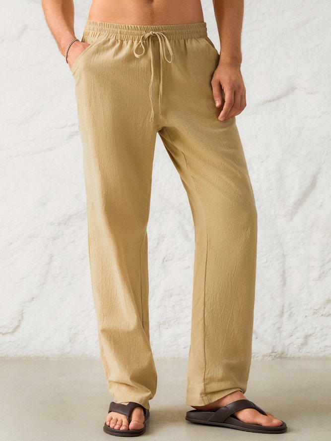 Hardaddy Cotton And linen Style American Casual Basic Wild linen Trousers